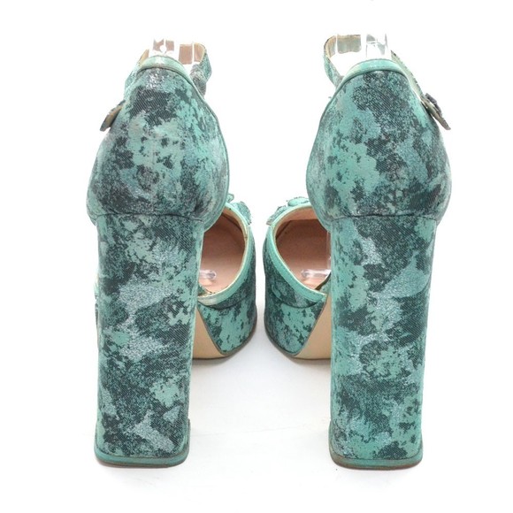 Michael Van der Ham Green Fabric Ruffle Platform Pumps 39 Designer Runway - Picture 5 of 7